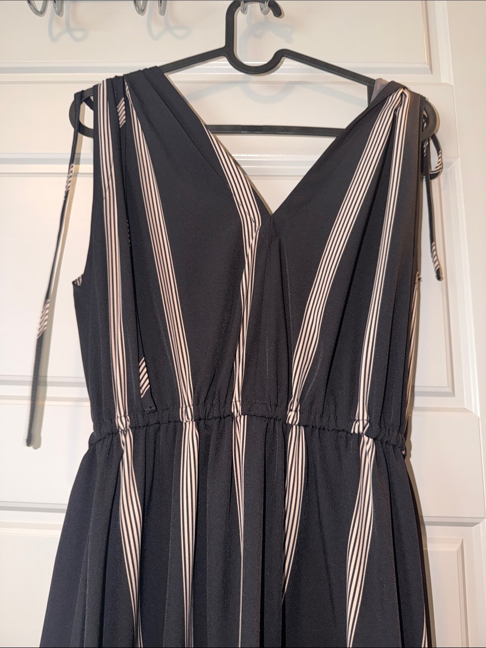 Calvin Klein Black Maxi Dress with Cream Vertical Stripes - Picture 6 of 9